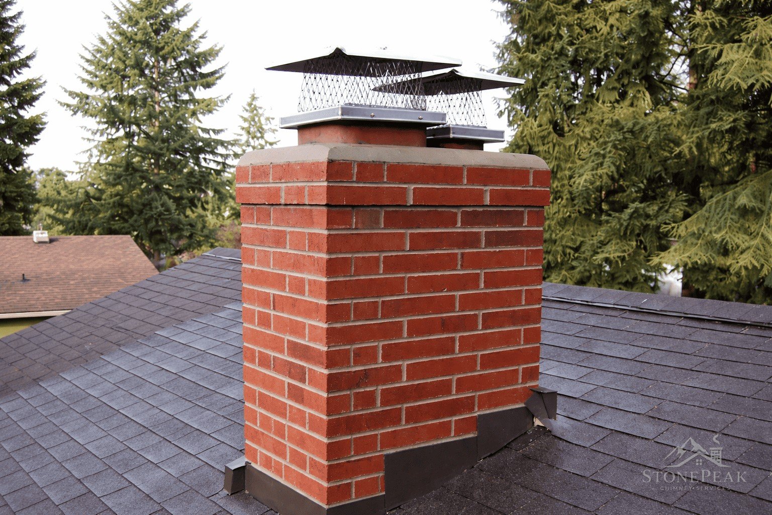 Chimney with cap on a New Jersey home ready for inspection