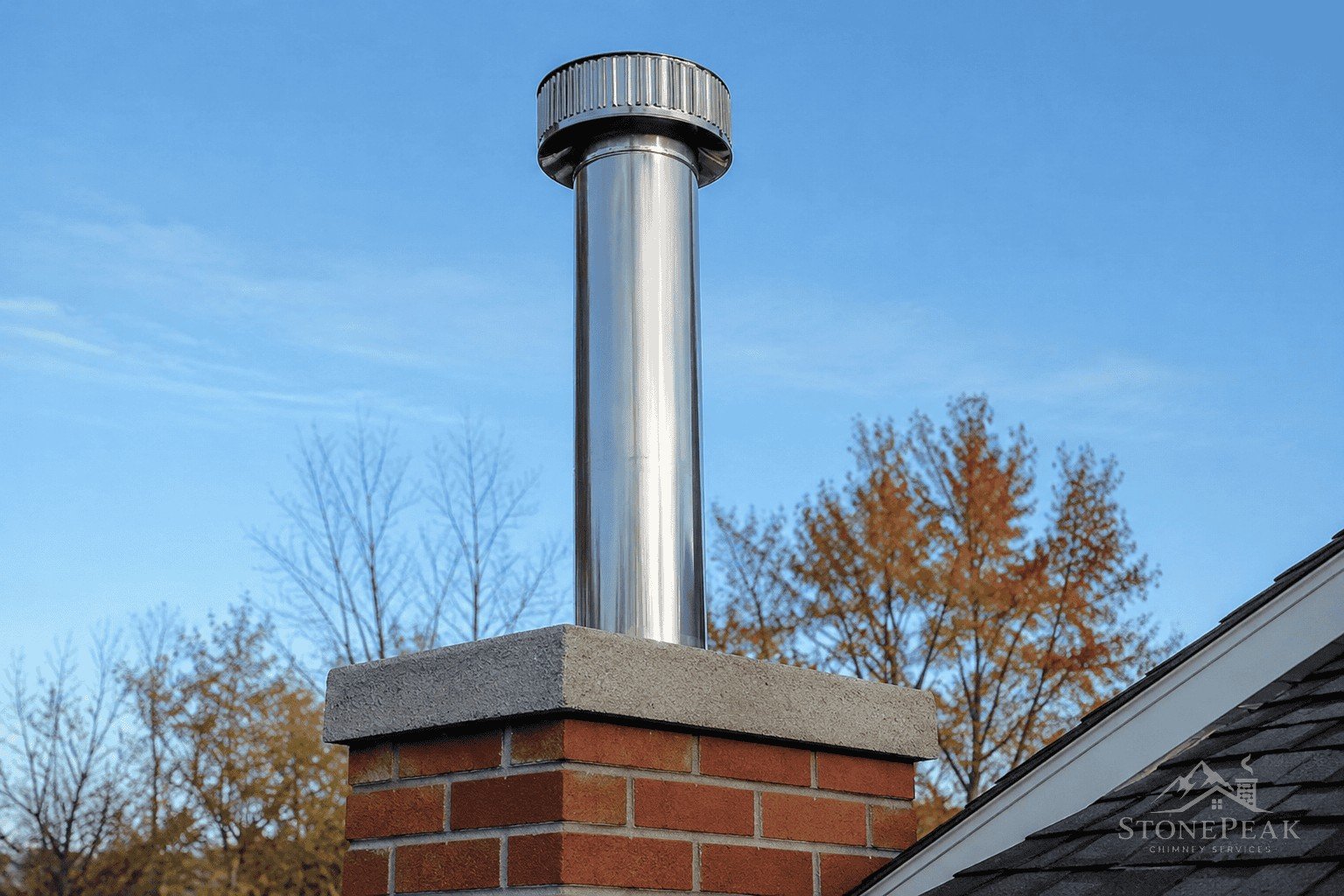 Stainless steel chimney liner installed on a New Jersey home